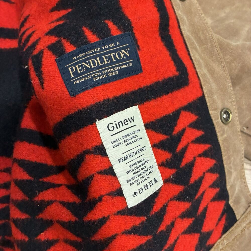 NWT Ginew x Pendleton Women’s Legends Niizhoo Coat Leather Wool Lined Size M - Picture 6 of 7